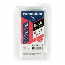 Сверло по металлу, ЦХ, 1,0 x34 мм, HSS-R, 10шт/уп, RENNBOHR BASIC PROM
